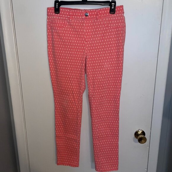 Rafaella Comfort Pink and White Diamond Print Pants Size 8 - Picture 1 of 9